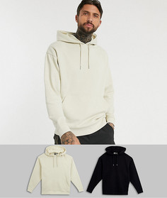 2 oversize-худи черного / бежевого цвета ASOS DESIGN-Мульти