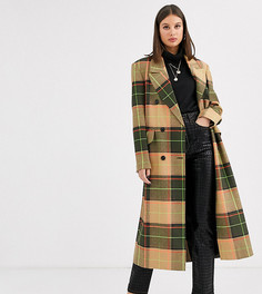 Пальто макси в неоновую клетку ASOS DESIGN Tall-Мульти