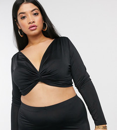 Лонгслив от комплекта с перекрученной драпировкой ASOS DESIGN Curve-Черный