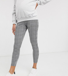 Брюки скинни в жаккардовую клетку ASOS DESIGN Maternity-Мульти