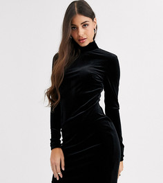 Облегающее бархатное платье с высоким воротником Glamorous Tall-Черный