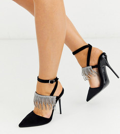 Черные бархатные туфли на шпильке для широкой стопы ASOS DESIGN-Черный