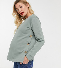 Шалфейно-зеленый свитшот для кормления с пуговицами сбоку ASOS DESIGN Maternity