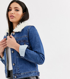 Синяя джинсовая куртка с подкладкой из искусственного меха ASOS DESIGN Tall-Синий