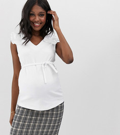 Топ для беременных с оборками на плечах Mamalicious-Белый Mama.Licious