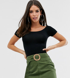 Боди черного цвета с открытыми плечами и короткими рукавами ASOS DESIGN Tall-Черный