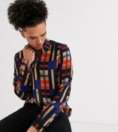 Рубашка классического кроя в клетку ASOS DESIGN Tall-Темно-синий
