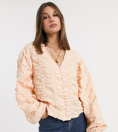 Фактурный лонгслив на пуговицах ASOS DESIGN Tall-Бесцветный