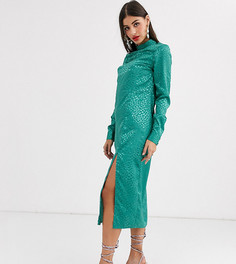 Жаккардовое платье миди с длинными рукавами эксклюзивно ASOS DESIGN Tall-Зеленый