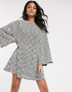 Серое меланжевое свободное платье мини ASOS DESIGN-Серый