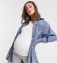Синяя джинсовая oversize-рубашка ASOS DESIGN Maternity-Синий