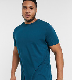 Сине-зеленая футболка с асимметричным краем River Island big & tall-Синий