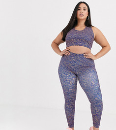 Леггинсы с завышенной талией и принтом ASOS 4505 Curve-Мульти