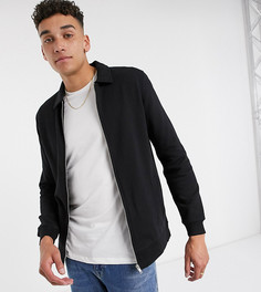 Черная трикотажная куртка Харрингтон с серебристой молнией ASOS DESIGN Tall-Черный