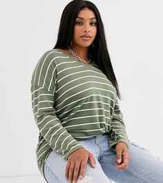 Свободный лонгслив в полоску ASOS DESIGN CURVE-Мульти