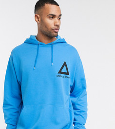 Свободный худи ярко-голубого цвета с принтом на спине ASOS DESIGN Tall-Синий
