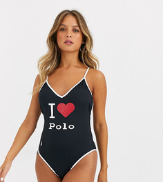 Слитный купальник Polo Ralph Lauren-Черный