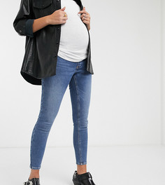 Джинсы скинни со вставкой для животика Topshop Maternity-Синий