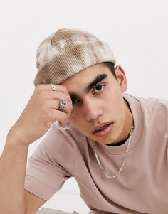 Коричневая маленькая шапка-бини с принтом тай-дай ASOS DESIGN-Мульти