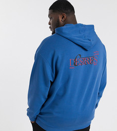 Oversize-худи синего цвета с принтом на спине ASOS DESIGN Plus-Синий