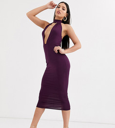 Фиолетовое платье миди с глубоким вырезом ASOS DESIGN Tall-Фиолетовый