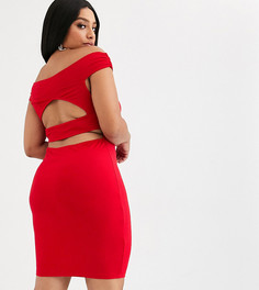 Красное платье мини с открытыми плечами и вырезами на спине ASOS DESIGN Curve-Красный