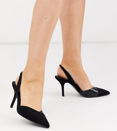 Черные туфли на каблуке для широкой стопы с ремешком на пятке ASOS DESIGN-Черный