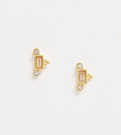 Серьги-гвоздики из позолоченного серебра с камнями ASOS DESIGN-Золотой