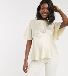 Атласный топ с расклешенными рукавами ASOS DESIGN Maternity-Кремовый