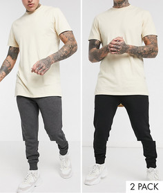 Набор из 2 облегающих джоггеров (черные/темно-серые) ASOS DESIGN-Мульти