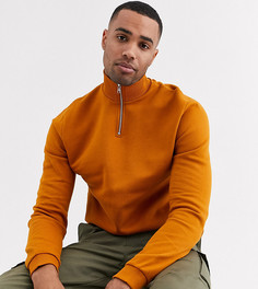 Коричневый свитшот с молнией до груди ASOS DESIGN Tall
