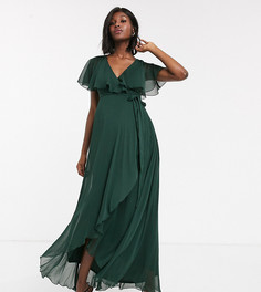 Платье макси с накидкой на спине и асимметричным краем ASOS DESIGN Maternity-Зеленый