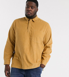 Вельветовая рубашка в стиле регби горчичного цвета ASOS DESIGN Plus-Желтый