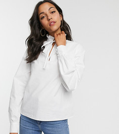 Белая блузка с высоким воротом Fashion Union Tall-Белый