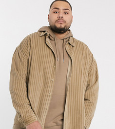 Вельветовая oversize-рубашка в полоску ASOS DESIGN Plus-Коричневый