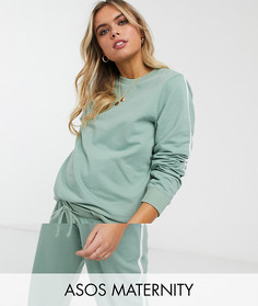 Спортивный костюм с джоггерами и свитшотом из органического хлопка ASOS DESIGN Maternity-Зеленый