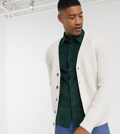 Вязаный кардиган в рубчик ASOS DESIGN Tall-Кремовый
