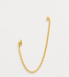 Серебряная позолоченная серьга с цепочкой ASOS DESIGN-Золотой