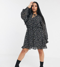 Свободное платье с цветочным принтом и завязками Missguided Plus-Мульти