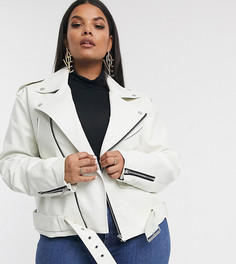 Белая байкерская oversized-куртка из искусственной кожи ASOS DESIGN Curve-Белый