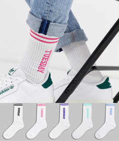 Набор из 5 пар спортивных носков с днями недели ASOS DESIGN, скидка-Мульти