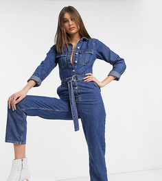 Комбинезон в стиле милитари с поясом Topshop Tall-Синий