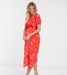 Чайное платье миди с цветочным принтом и пуговицами ASOS DESIGN Maternity-Мульти