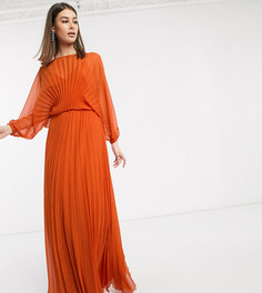 Плиссированное платье макси с пышным рукавом на манжете и поясом ASOS DESIGN Tall-Мульти