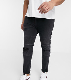 Супероблегающие джинсы в байкерском стиле с потертостями ASOS DESIGN Plus-Черный