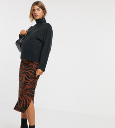 Трикотажная юбка миди косого кроя с разрезом и принтом "зебра" ASOS DESIGN Maternity-Мульти