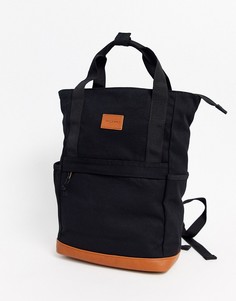 Черный парусиновый рюкзак с ручками и светло-коричневым основанием из искусственной кожи ASOS DESIGN-Мульти