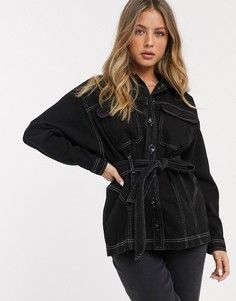 Черная джинсовая oversized-рубашка ASOS DESIGN-Черный