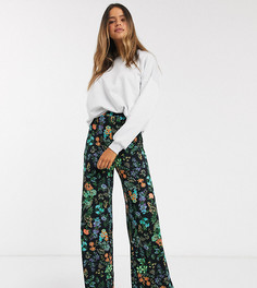 Широкие брюки с цветочным принтом ASOS DESIGN TALL-Черный