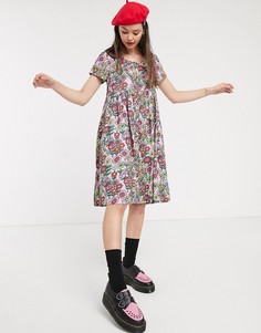 Свободное платье с цветочным принтом Lazy Oaf-Мульти